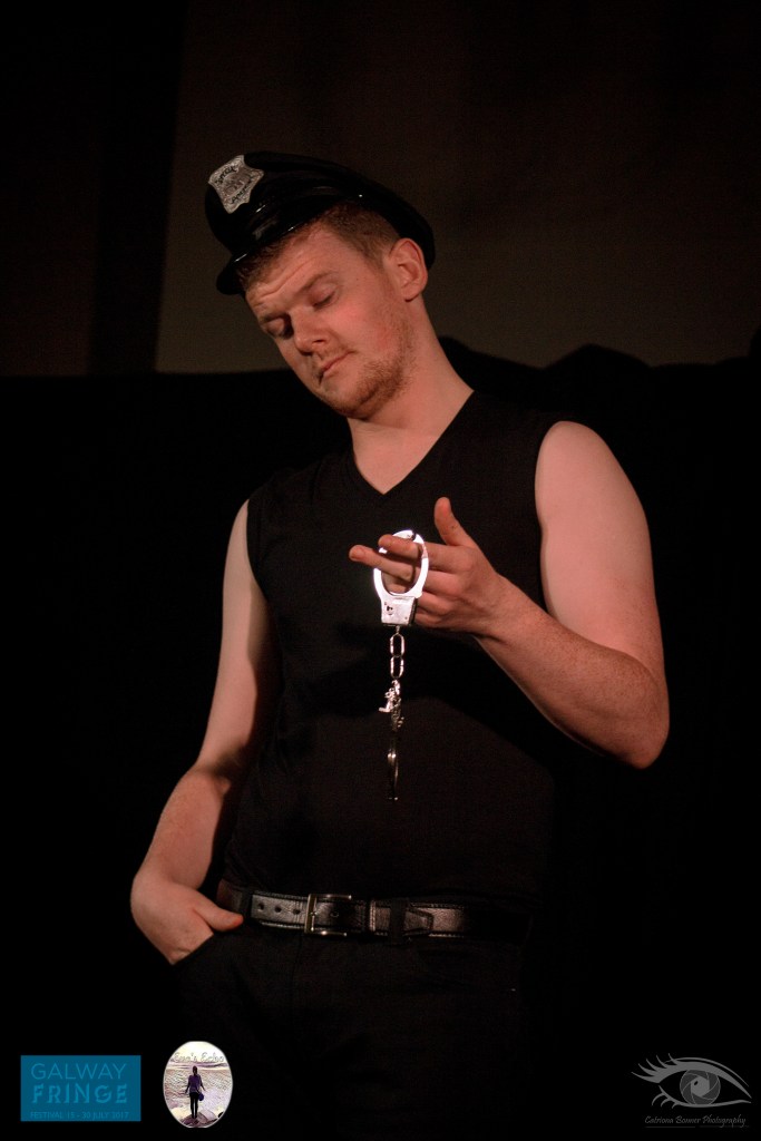 Actor Cathal Ryan dressed as stripper